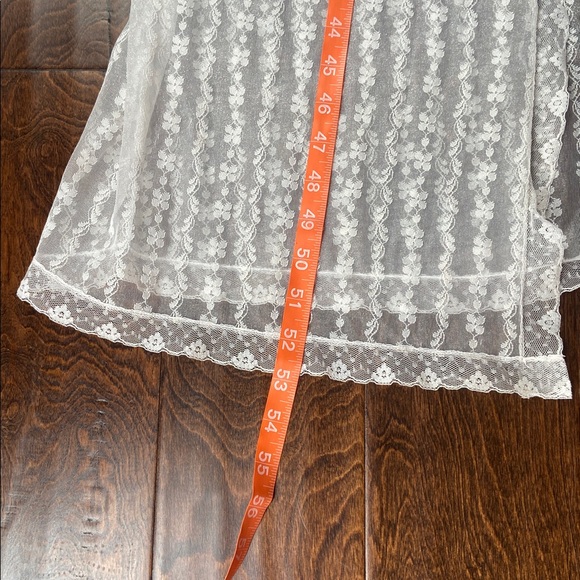 Nan Flower Vintage Sheer Nylon Robe Floral Lace Lingerie White Sz S - Picture 7 of 7
